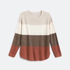 Pink Clover Striped Sweater in Cream, Brown, and Tan